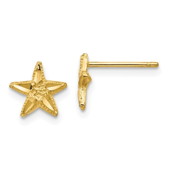 14k Yellow Gold Diamond-cut Starfish Post Earrings
